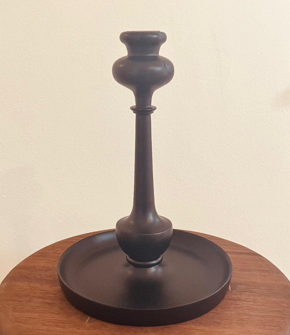 Sir Madam Kana Turned Black Candlesticks w/ Tray (Medium)